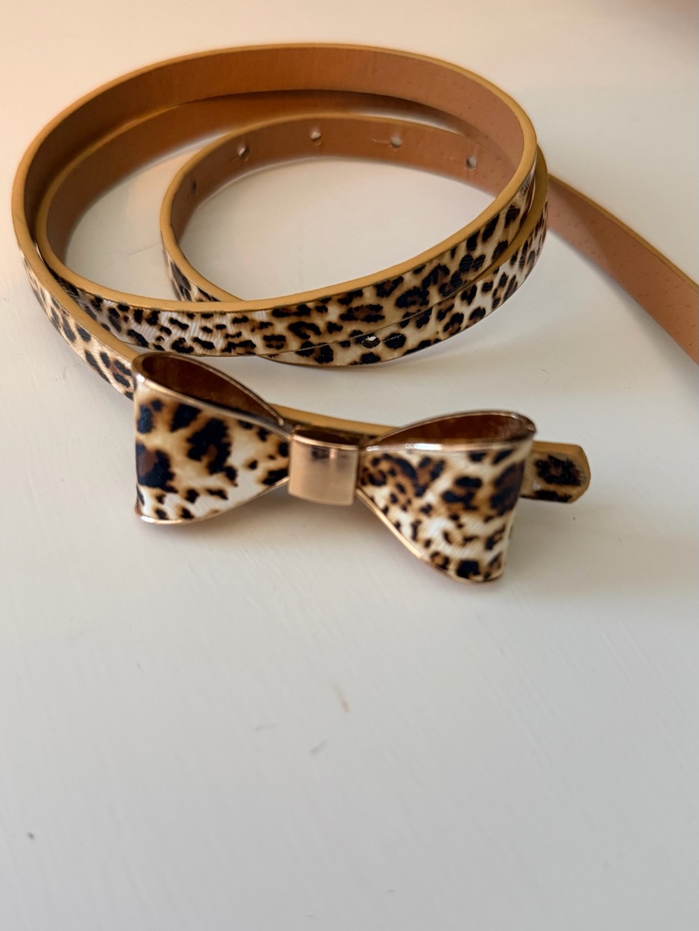 Leopard Print Bow Belt - Tan & Black